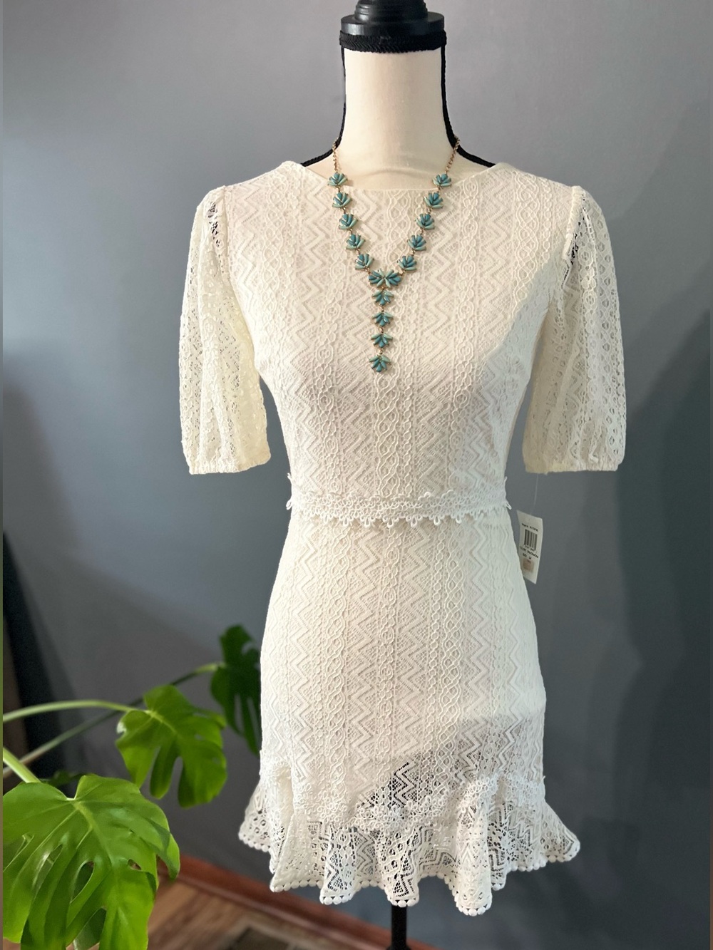 B Darlin White Lace Mini Dress 3/4 or a Small Size New With Tags